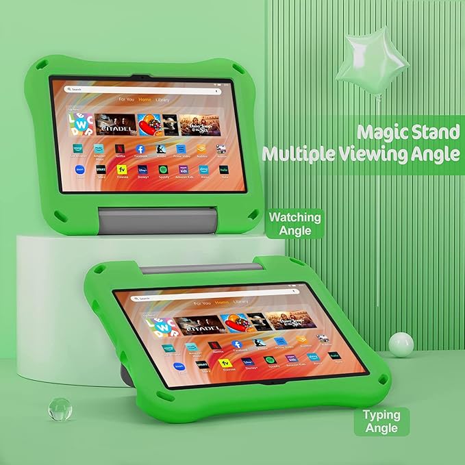 10 inch Tablet Case for Kids,(Compatible with 13th/11th Gen 2023/2021) (Incompatible with iPad Samsung 10 inch Tablet),Light Weight Shock Proof Convertible Handle Stand Kids Case (Green)