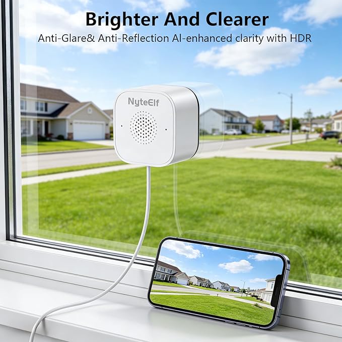 3MP Window Cameras for Home Security,Security Camera, 2K Full Color Night Vision, AI Human & Motion Detection, 24/7 Recording, Two-Way Audio, Easy Installation (White)