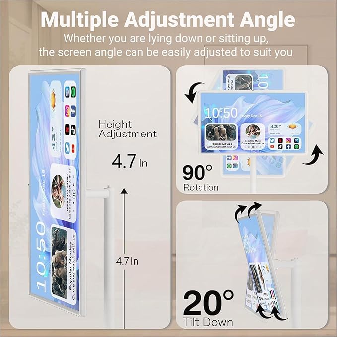 Portable Smart 27/32 in Full Hd Touchscreen Monitor, with Wheels and Remote Control, 5-6Hour Battery Life,Wireless/Wired Screen Mirroring, Rotating Display，4+64GB/8+128GB 32IN-8+128GB(4K)