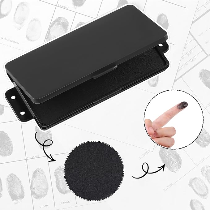 1 Pcs Fingerprint Ink Pads Rectangle Thumbprint Ink Pads Large Black Stamp for Home Office Notary Supplies Identification Notary Security ID Fingerprint Cards Law Enforcement Kit