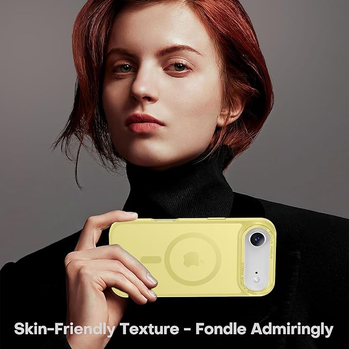 Newfuture Magnetic for iPhone Air Case [Compatible with Magsafe] [Military Grade Drop Protection] Translucent Matte Anti-Scratch Shockproof Protective Phone Cover 6.5 Inch, Yellow