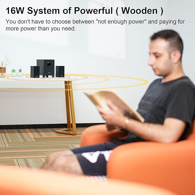 OR O R O W OROW S211 New USB-Powered 2.1 Multimedia Speakers System with Subwoofer,16W Computer Speakers,Strong Bass,3.5mm Audio Inputs,Great for PC/PS4/TV (Wooden)
