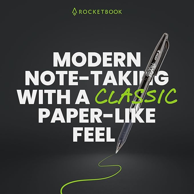 Rocketbook Flip - with 1 Pilot Frixion Pen & 1 Microfiber Cloth Included - Gray Cover, Executive Size (6" x 8.8")