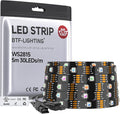 BTF-LIGHTING WS2815 (Upgraded WS2812B) LED Strip Light,UL Listed,16.4FT 150 LED/Pixels,Flexible Chasing RGB,Dual Signal Individually Addressable,5050SMD,3M Tape,DC12V IP30(No Adapter or Controller)