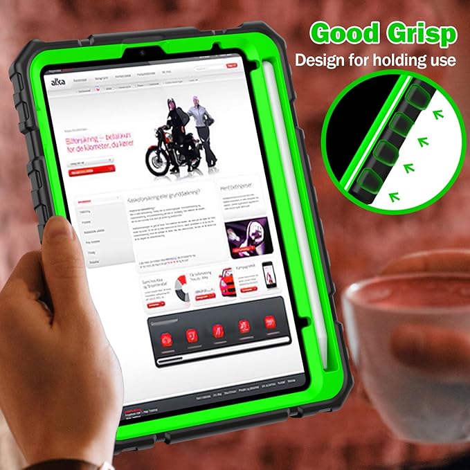 Grifobes Case for iPad mini 7 (A17 Pro) 2024 / Mini 6 2021 8.3 inch, Heavy Duty Shockproof Rugged Cover with Pencil Holder Stand, for I Pad Mini 7th/6th Gen 8.3" Case (Black+Green)