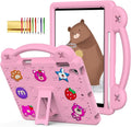 Dteck Kids Case for iPad 9.7 Inch 6th/5th Gen 2018/2017 & iPad Air 2/1 & iPad Pro 9.7,Strawberry Panda Shockproof Rugged Lightweight Pencil Holder Convertible Handles Stand Kids Friendly Case,Pink