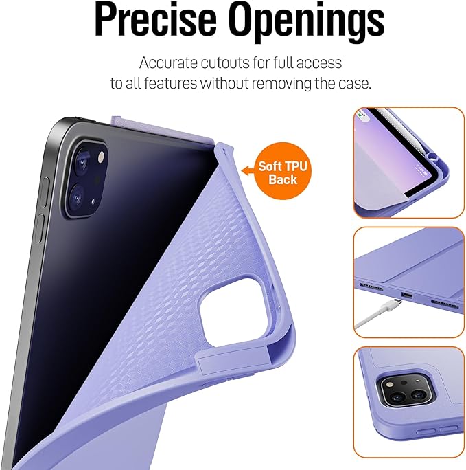 ZOVEEK iPad Pro 11 Inch Case 4th/3rd/2nd/1st Generation (2022/2021/2020/2018) with Pencil Holder, Magnetic Smart Cover with Stand, Supports 2nd Gen Pencil Charging, Auto Wake/Sleep (Clove Purple)