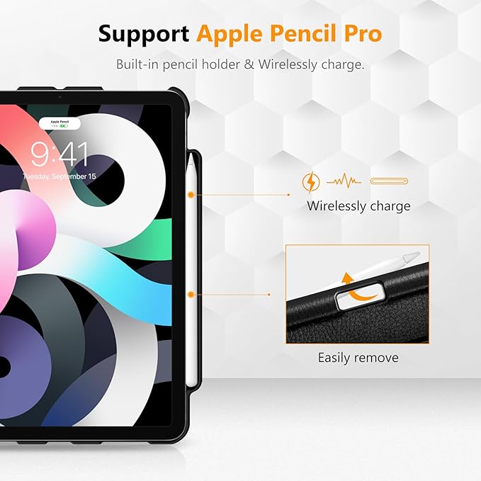 Fintie Rotating Case for iPad Air 11-inch M4/M3/M2 (2026/2025/2024), iPad Air 5th (2022) / 4th Generation 10.9 Inch - 360 Degree Rotating Protective Stand Cover with Pencil Holder, Black