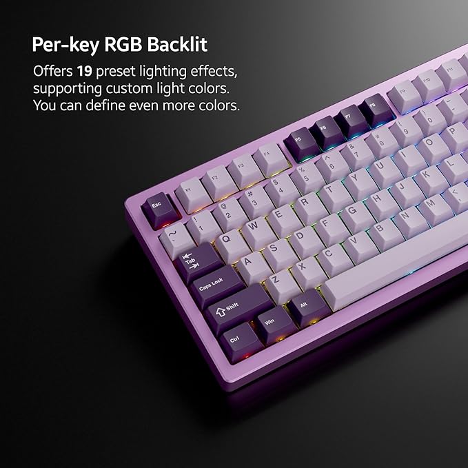 Chilkey ND75 Aluminum Keyboard 75% Percent Wireless Gaming Mechanical Keyboard with LCD Screen, Quick Assembly, BT/2.4G/USB-C, Hot Swappable Per-Key RGB Custom Purple Key Board for Laptop Office PC