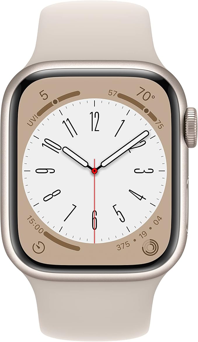 Apple Watch Series 8 [GPS 41mm] Smart Watch w/Starlight Aluminum Case with Starlight Sport Band - S/M. Fitness Tracker, Blood Oxygen & ECG Apps, Always-On Retina Display, Water Resistant