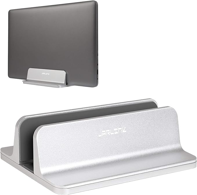 JARLINK Vertical Laptop Stand, Aluminum Laptop Holder Desktop Stand with Adjustable Dock Size (up to 17.3 inches) Compatible with All MacBook/Surface/Dell/Gaming Laptops (Silver)