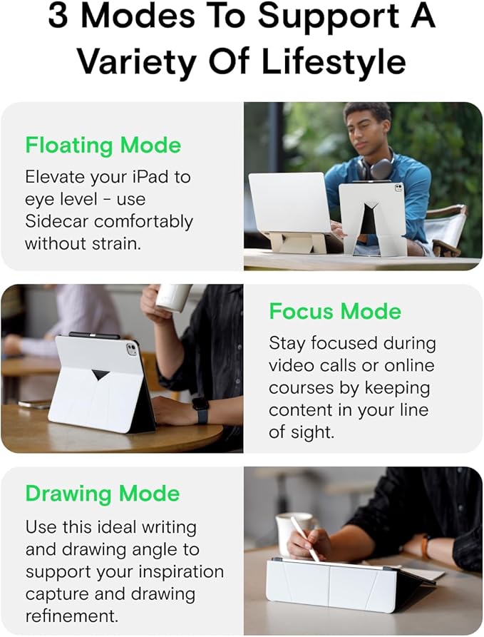MOFT Folio Case for iPad Pro 13-inch (M4) 2024 - Silm Stand Protective Case with Detachable Pencil Holder, Multi-Angle Viewing, MOVAS Leather Cover, Auto Sleep/Wake, Misty Cove
