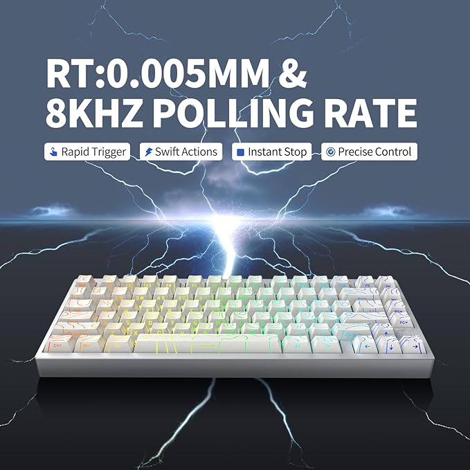 IROK MG75PRO 81 Keys Wired Magnetic Switch Mechanical Keyboard, Hall Effect, 8KHZ/ARGB/CNC Aluminum, Gasket Structure Gaming Keyboard(White)