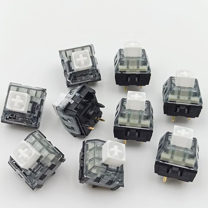 Kailh Box White V2 Switches for MX Mechanical Gaming Keyboard,5-Pin 45gf Clicky/Pre-Lubed/Dust&Waterproof Switches(White,90pcs)