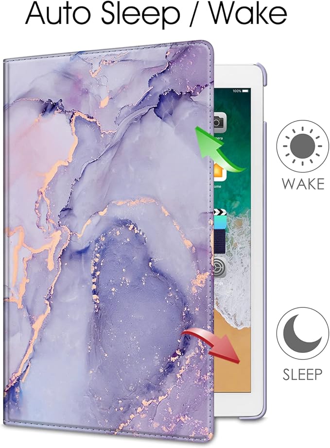Fintie Rotating Case - 2017/2015 iPad Pro 12.9 inch (Old Model) 1st & 2nd Gen Case, 360 Degree Swiveling Stand Protective Back Cover, Supports Auto Wake/Sleep, Lilac Marble