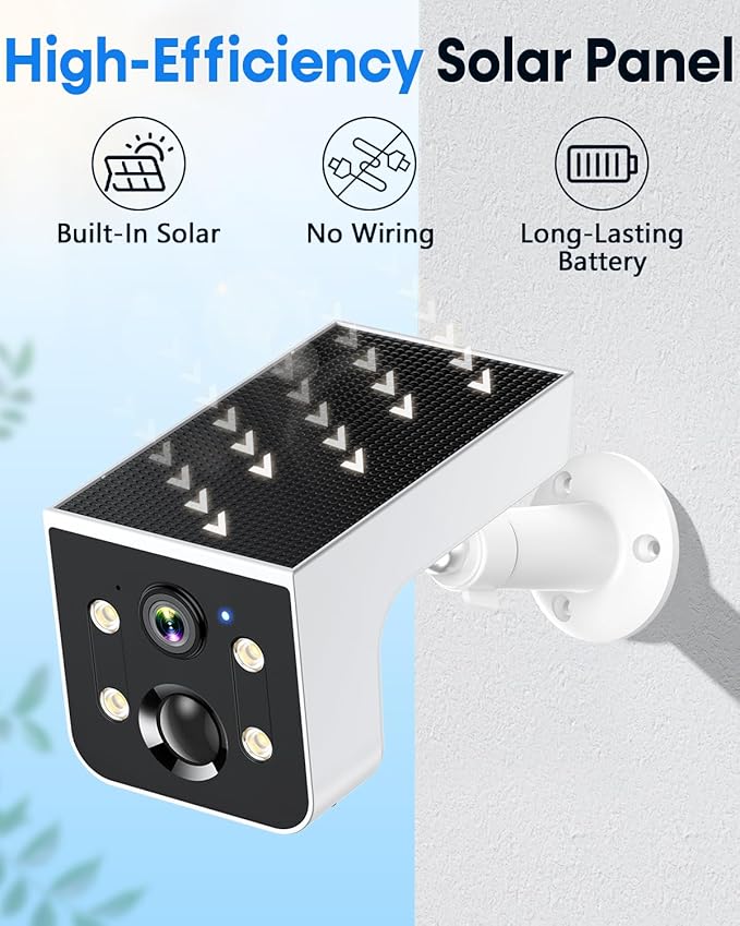 Thybro Solar Powered Security Camera Outdoor: 2 PCS AI Motion Detection 2K Outdoor Cameras Wireless - Continuous Power for Home & Business Monitoring