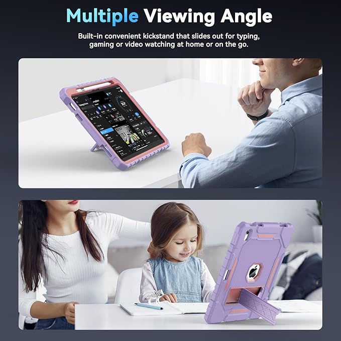Grifobes for iPad A16 Case 11th Generation 11 inch 2025 / iPad 10th Generation Case 10.9 inch 2022, Heavy Duty Military Grade Shockproof Cover with Pencil Holder for i Pad 11/10 Gen (Purple)