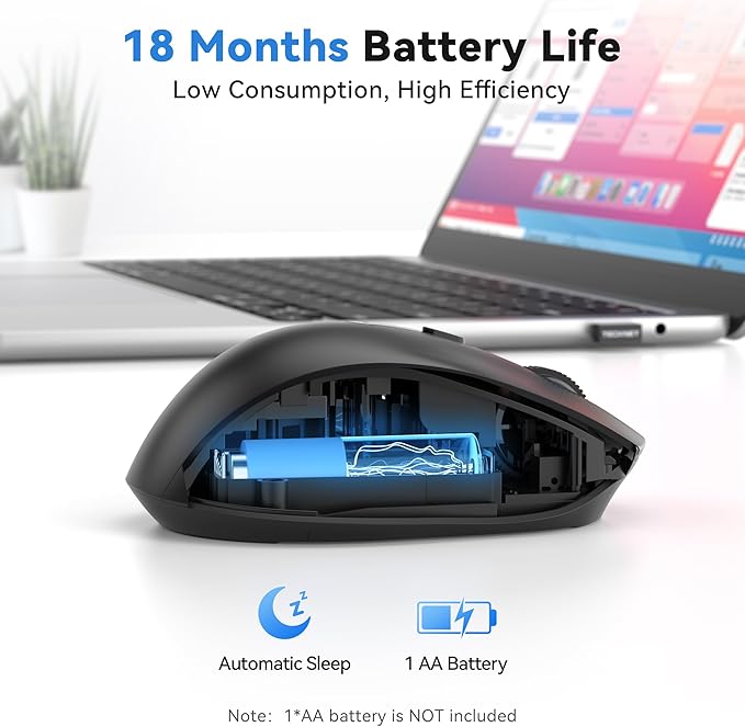 TECKNET Wireless Mouse for Laptop, Silent Mouse Quiet Click, Computer Mice Wireless, 6 Adjustable 4000 DPI Computer Mice