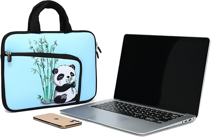 11 11.6 12 12.1 12.5 inches Laptop Sleeve Chromebook Case Ultrabook Case Notebook Sleeve PC Messenger Bag Tablet Case Neoprene Handle Sleeve for Adult Men Women, Two Pockets (Cute Panda)