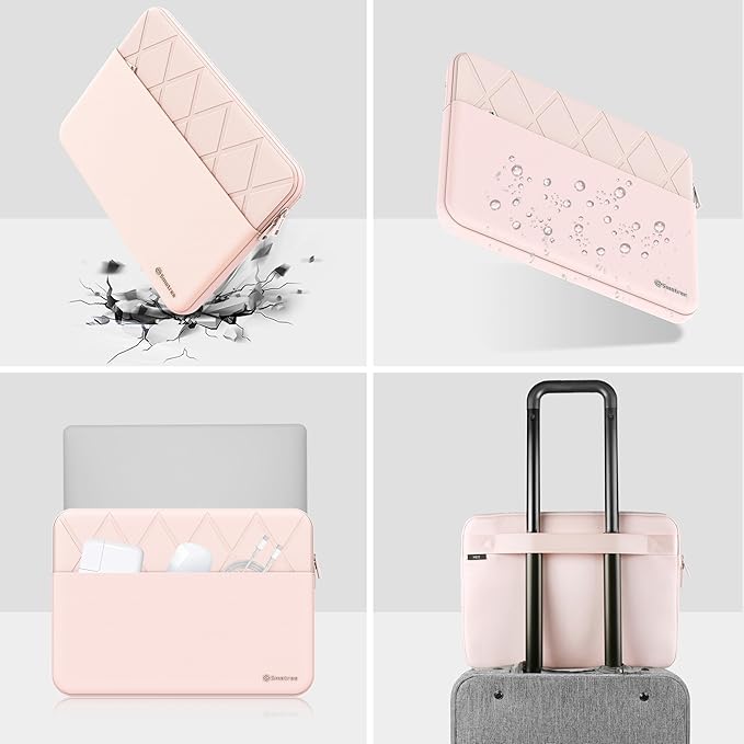 Smatree Laptop Sleeve for 14.5 inch ASUS Zenbook Pro 14 OLED UX6404, Case with Accessory Pocket, YKK Zipper, Patented Super-Corner Design, Pink (E466P)