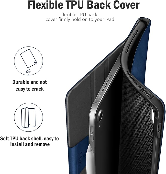 Antbox for iPad Air 13 Inch Case 2026 M4 /2025 M3 /2024 M2, Built-in Pencil Holder, Fully Supports Pencil Pro and Pencil (USB-C), Auto Sleep/Wake Function PU Leather iPad Air 13'' Cover (Blue)