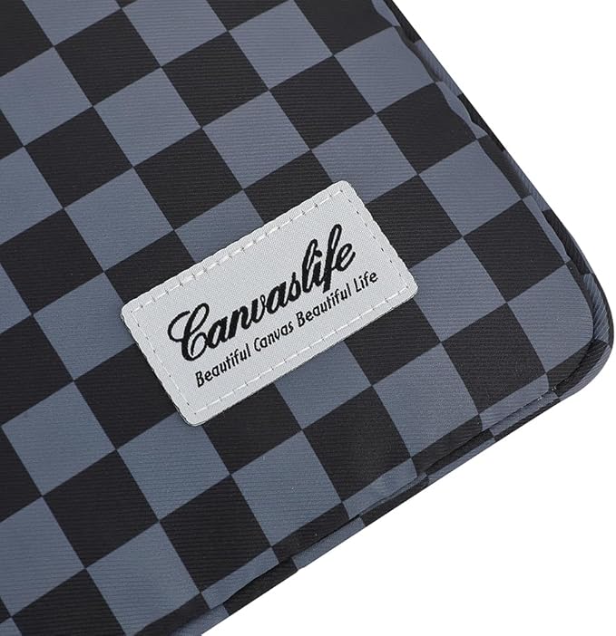 Canvaslife Black Checker Pattern Laptop Sleeve Case Cover with Pocket for MacBook Pro 14 inch and 14 inch-14.4 inch HP, Lenovo, Dell, ASUS, Acer Notebook Computer