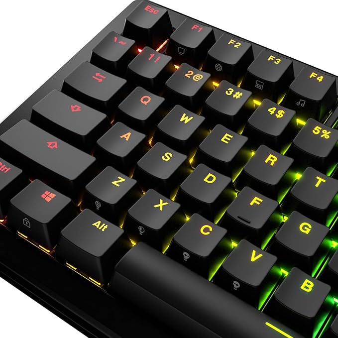 Glorious Gaming - GPBT Backlit Keycaps (Black) Translucent Shine Through Legends, Fits 100%, 75% 65% 60% Custom Mechanical Gaming Keyboards, Fits ANSI, ISO, Windows & macOS, English (US)