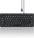 Perixx PERIBOARD-432 Wired Mini USB Keyboard - X Type Scissor Keys - Big Print Keys - US English, Black