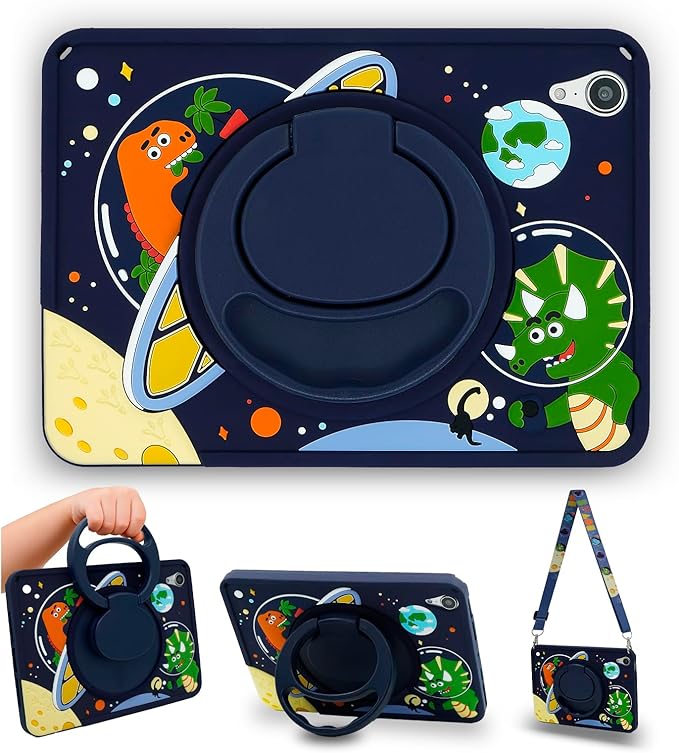 Kids Protective Case for Apple iPad mini 7 (A17 Pro) 2024 / Mini 6 (A15) 2021, 8.3 Inch Silicone Dinosaur Cover for iPad mini 7th & 6th Generation with Stand for Boys