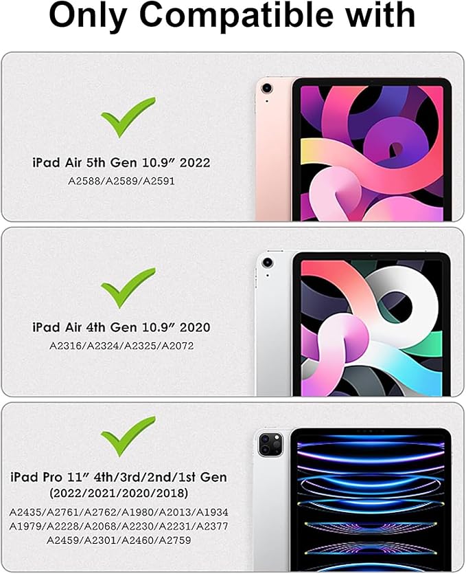AKABEILA Compatible with Apple iPad Pro 11 inch(2018)/Apple Air 4 10.9(2020)/Air 5 10.9(2022)/Air 6 M2 (2024)/Air 7 M3 (2025) Tablet Case，Cover with Kickstand for Kids Children Boys Purple Mint Green