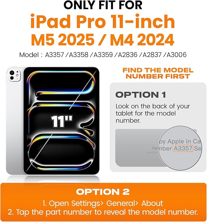SEYMAC stock Case for iPad Pro 11-inch M5-M4 2025-2024, Shockproof Heavy Duty Case with Screen Protector, Pencil Holder, Rotating Stand, Hand Strap, Shoulder Strap, Black