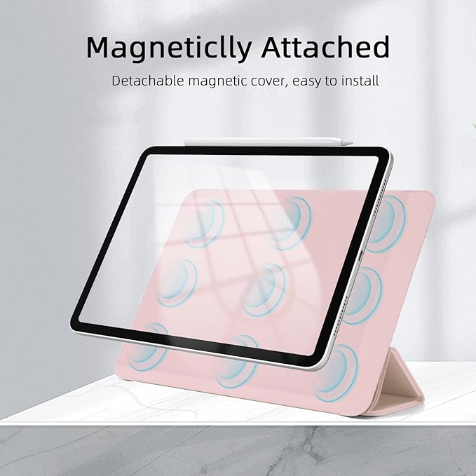 for iPad Air 13 inch M4/M3/M2 Case (2026/2025/2024,Model A3268/A3269/A3271), Auto Sleep/Wake and Magnetic Closure, Slim Trifold Stand Case, PU Leather Cover, Support Apple Pencil Pro, Pink