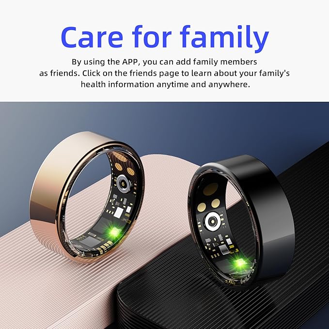 Smart Ring for Men & Women, Fitness and Health Tracker with Sleep Monitoring, Steps Counting, Daily Wellness Insights, IP68 Waterproof, No Subscription, Compatible with App (Black, 10)