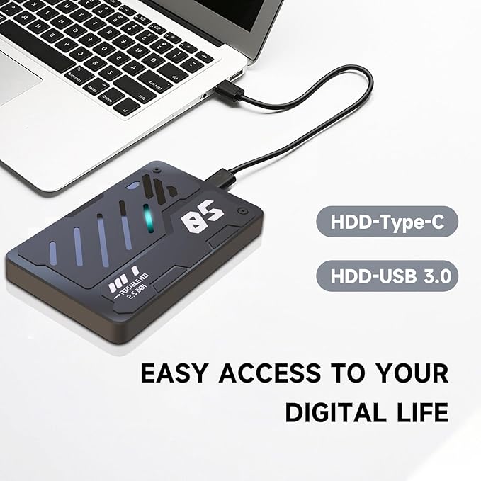 Ultra Slim Portable External Hard Drive USB 3.1 Type C HDD Storage for PC, Laptop, Mac, Xbox one, PS4, PS5 (1TB)