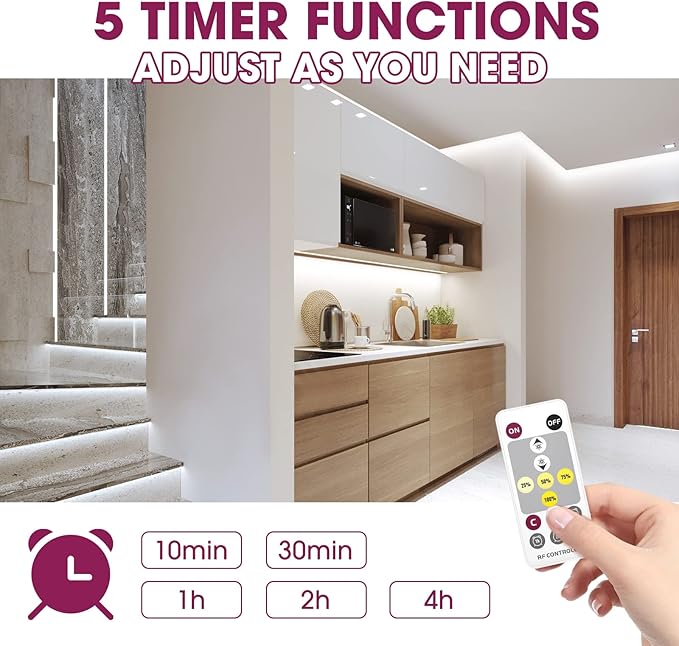 EMITEVER LED Strip Light, Cool White 5000K 16.4ft,24V DC COB Dimmable Tape Lights with RF Controller,Premium High Density Power Adapter,1600LEDs Suitable for Bedroom,Kitchen Cabinets,Indoor Use