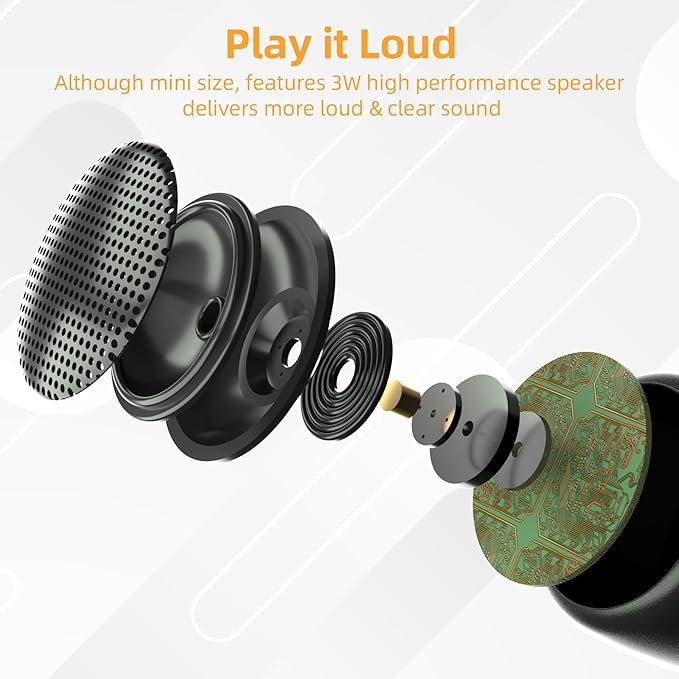 2Pack Bluetooth Wireless Portable Speaker with Strap, Built-in Mic & Rechargeable Battery for Shower, Room, Bike Use - Black