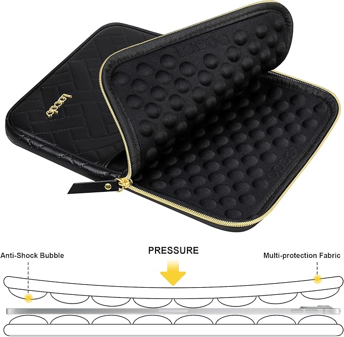 Lacdo Tablet Sleeve Case for 11 inch iPad A16 / 11 inch iPad Air M4 M3 M2 / 11" iPad Pro M5 M4 / 10.9" iPad/10.2" iPad/10.9" ipad Air, 11" Samsung Galaxy Tab A9+ Bag, Fit Magic Keyboard, Elegant Black