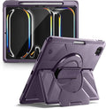Dexnor for iPad Pro 13 inch Case M5 2025/M4 2024, Rugged Protective Case with 360° Rotating Hand Strap & Large Steady Stand & Screen Protector & Pencil Holder Shockproof Full-Body Bumper Cover,Purple