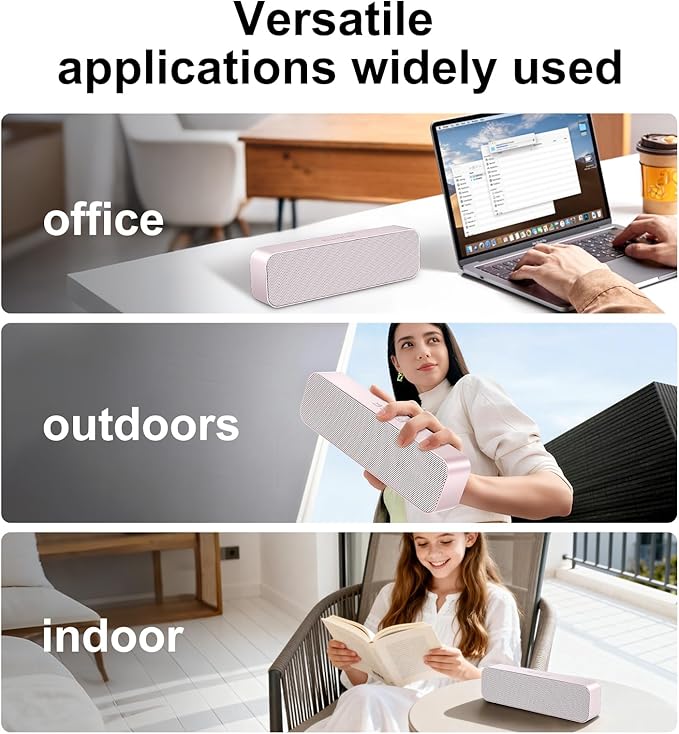 Computer Speaker for Desktop,Rechargeable PC Speaker,Small Computer Soundbar with Stereo & Bass,3.5mm Aux-in,Bluetooth,TF Port,Loud Volume for Web Conferences,Teacher,Music (Pink)