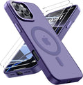 for iPhone 16 Pro Case with 2X Screen Protectors [Compatible with MagSafe] Military Grade Drop Protection Skin Feeling Back Cover Shockproof Slim Fit iPhone 16 Pro Phone Case 6.3 inch,Purple