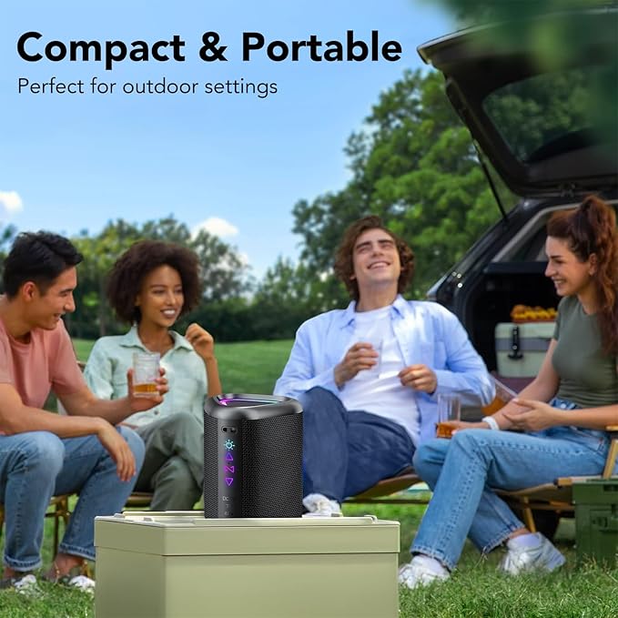 aowoka Bluetooth Speaker, 2025 Portable Wireless Speakers with Led Light, Bluetooth 5.4, 24H Playtime, Enhanced Bass, IPX7 Waterproof, Outdoor Speaker for Travel, Sport, Party, Biking.