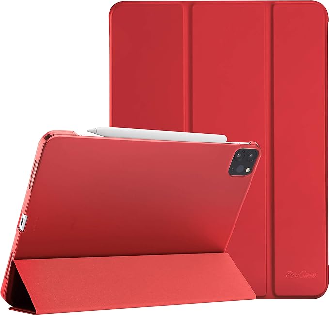 ProCase Smart Case for iPad Pro 12.9 2022/2021/2020/2018, Slim Stand Hard Back Shell Smart Cover for iPad Pro 12.9" 6th Gen/5th Gen/4th Gen/3rd Gen -Red