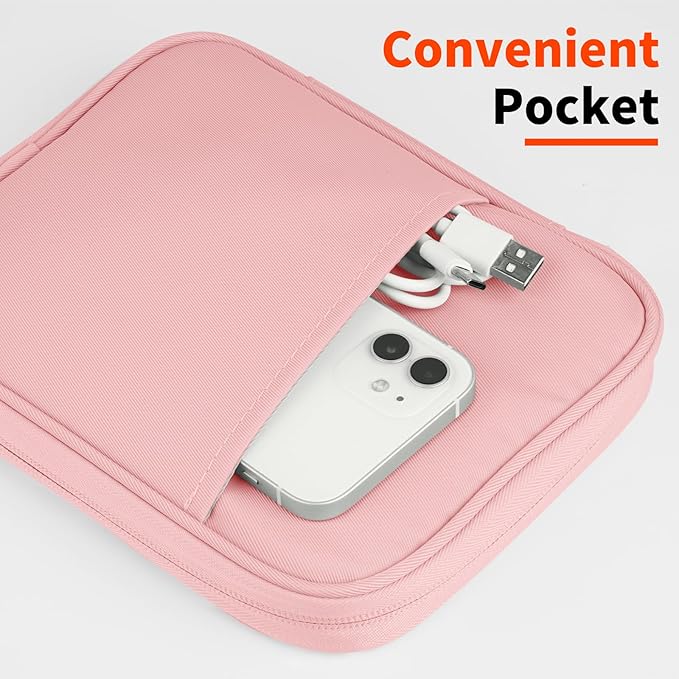 HoYiXi Universal Sleeve Bag for 6",6.8",7" Kindle Paperwhite/Colorsoft 2024-2012 Compatible with 6"-6.8" All-New Kindle/Kobo/Tolino/Sony,6" EReader with Anti-Drop Protective Cover,Pink