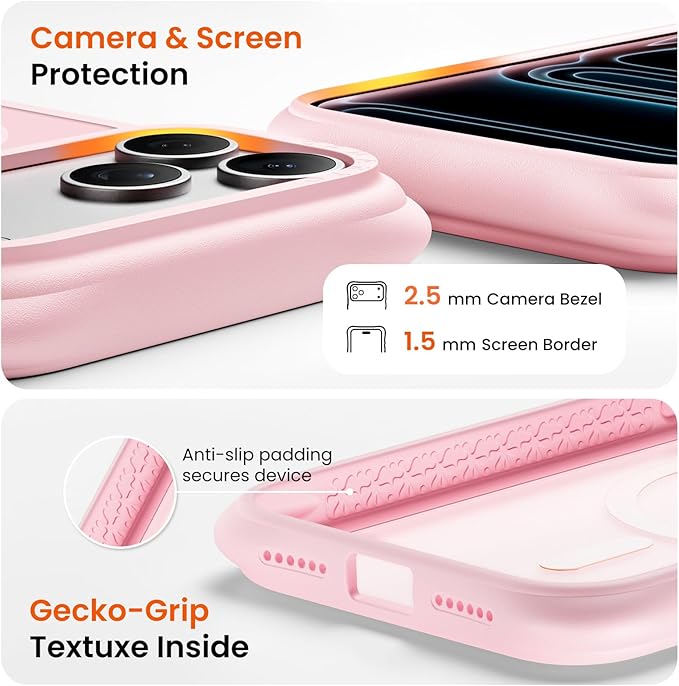 ORNARTO Magnetic for iPhone 17 Pro Max Case, 20FT Military-Grade Drop Protection, Compatible with MagSafe, Slim Shockproof Translucent Matte Phone Case for iPhone 17 Pro Max 6.9", Chalk Pink