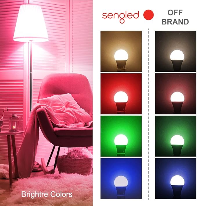 Sengled Smart Bulb, WiFi Light Bulbs, Color Changing Light Bulb, Smart Light Bulbs that Work with Google Assistant, A19 RGB Light Bulb No Hub Required, 60W Equivalent 800LM CRI>90, 1Pack