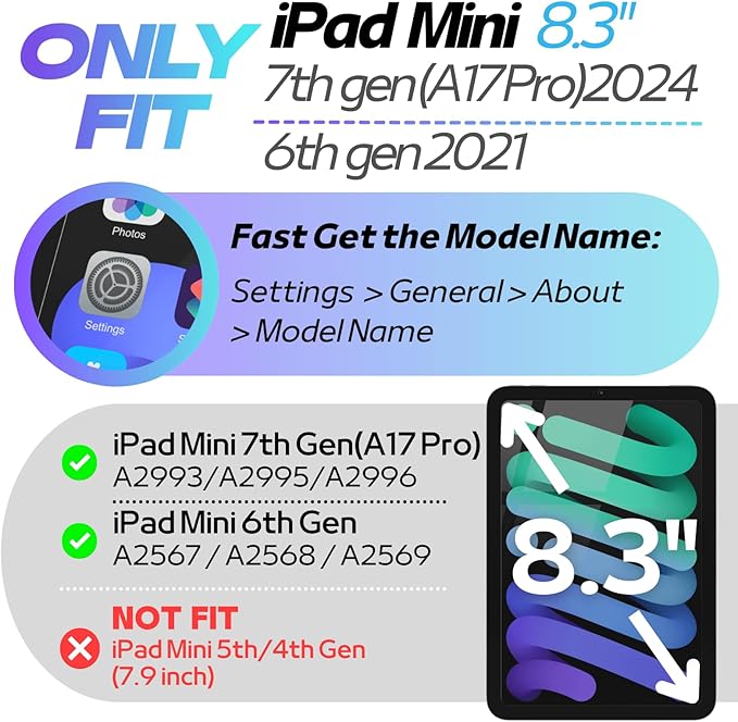 Kids Case for iPad mini 7 (A17 Pro) 2024 / Mini 6th Gen 2021 8.3 inch – Lightweight Flexible Shockproof Rotating Stand Handle Rugged Cover for iPad mini 7th 6 Generation Girls Boys, Green