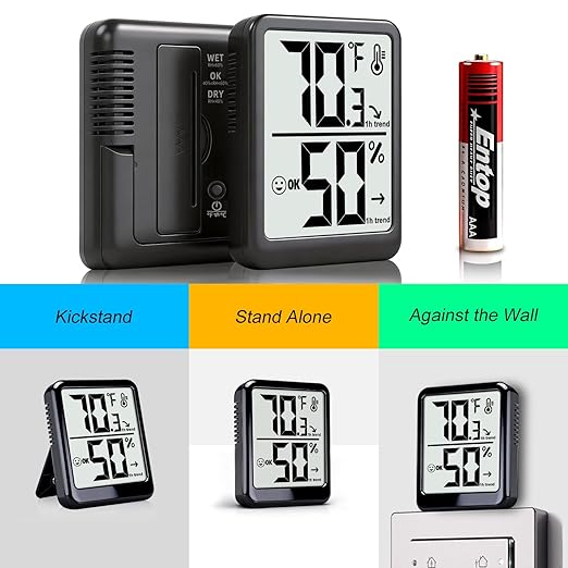 2-Pack Room Thermometer Indoor Hygrometer for Home, Temperature Humidity Meter, Humidity Gauge, Digital Room Temperature Monitor Sensor for Baby Nursery Car Plant - AAA Battery Included
