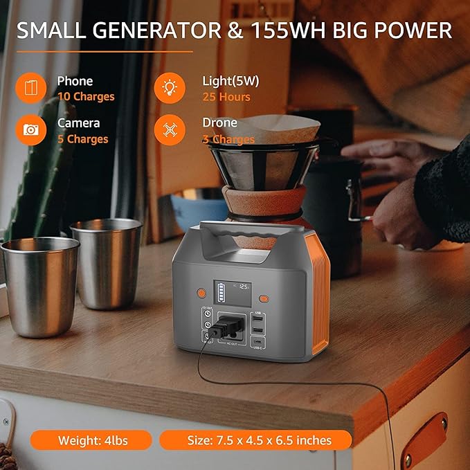 EnginStar Power Bank with AC Outlet 150W 110V Laptop Power Bank, 155Wh/ 42000mAh Battery Bank, Lithium Ion Power Supply for Emergency Camping