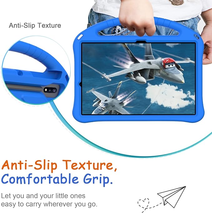 Kids Case for Samsung Galaxy Tab S10+/S9+/S8+/S7 FE/S7+/S9 FE+ 12.4", Techcircle Light Weight Shock Proof EVA Foam Handle Rugged Stand Protective Case for Galaxy Tab S9 FE Plus/S10 Plus 2024, Blue