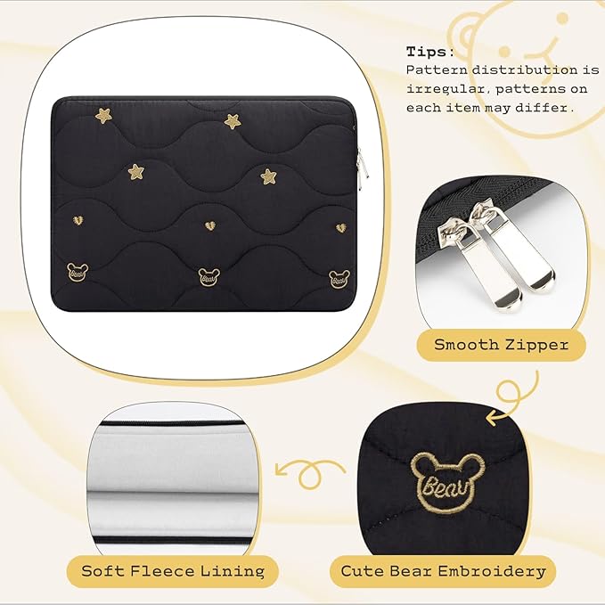 Laptop Sleeve Case 15 16 Inch Laptop Cover Protective Case Compatible with MacBook Air MacBook Pro 15 16 Inch Shockproof Padded Laptop Case, Black